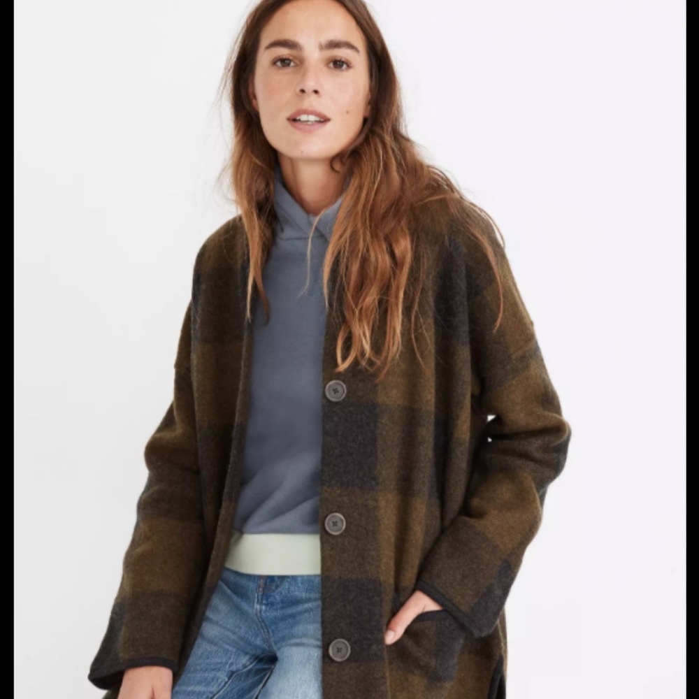 Madewell Buffalo Check Merino Sweater Jacket - Picture 3 of 10